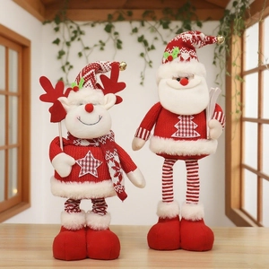 Poupées en peluche Père Noël et renne à jambes extensibles pour décoration de Noël