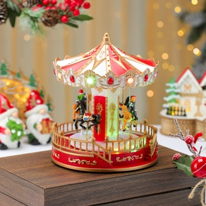 Luminous carousel music box with LED lights for Christmas decor and holiday gifting