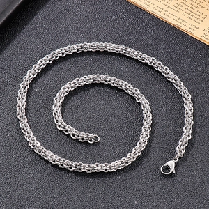 Minimalist silver stainless steel lantern chain necklace with secure lobster clasp