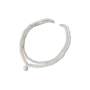 French style double-layer pearl necklace with a teardrop pendant for elegant women