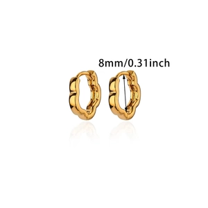 Close-up of 8mm heart-shaped gold hoop earrings showing inner diameter measurements