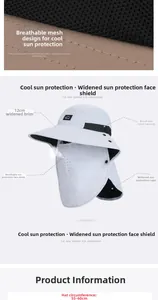 Détail du chapeau de soleil extérieur avec bord de 12cm et tissu filet respirant