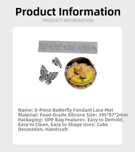 Macro detail of butterfly silicone fondant lace mat for cake decoration and baking
