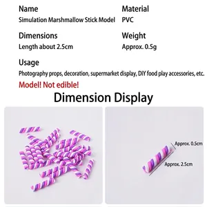 Mini bâtonnets de guimauve pour bricolage DIY avec dimensions et avertissement non comestible