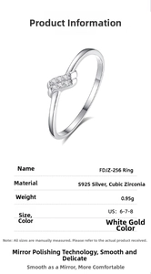 Detail view of S925 silver ring featuring cubic zirconia stone and technical specifications
