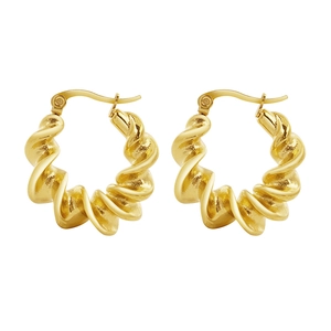 Elegante goldene gedrehte Creolen mit Seilstruktur und sicherem Klappverschluss für Damen