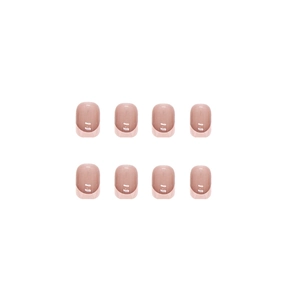 Faux ongles French manucure rose et blanc avec finition brillante et forme carrée courte