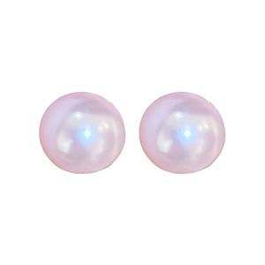 Elegant minimalist pink round faux pearl stud earrings with sterling silver needles