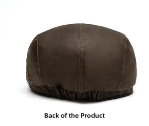 Vista posteriore dettagliata del cappello vintage marrone con fascia elastica