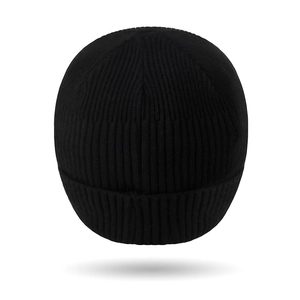 Men's winter knit beanie hat with fold-over cuff for windproof and cold protection