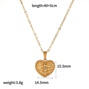 Detailed size specifications for heart pendant necklace with dimensions 14.5x15.5mm