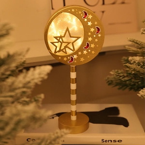 Golden moon and star LED night light desk lamp for Christmas home decor