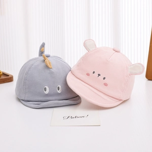 Cute corduroy baby baseball caps with 3D dinosaur and bear animal ear designs