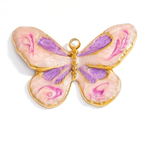 Golden butterfly pendant with pink and purple gradient texture and oceanic beach style vibe