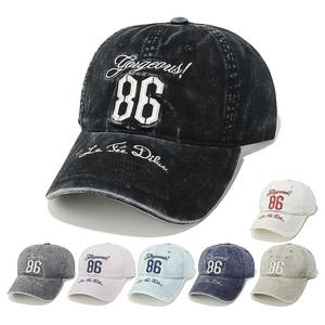 Vintage Washed Cotton Baseball Cap 86 Embroidery Distressed Curved Brim Sun Hat For Men Women Casual Sports Adjustable