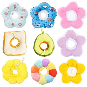 Pet Elizabeth Collar Soft Plush Adjustable Sunflower Toast Shape Post Surgery Recovery Anti Lick For Cats Dogs