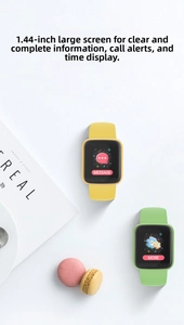Macro detail of Y68 smart watch with 1.44 inch screen showing message notification