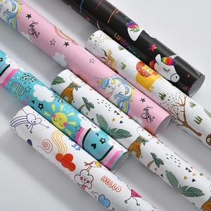 Colorful 80g thickened coated paper gift wraps with cute cartoon animal patterns
