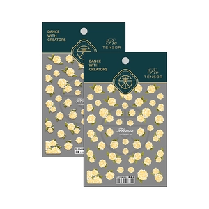 5D stereoscopic yellow rose nail art stickers with embossed floral pattern TS-2241