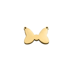 Polished gold stainless steel bow-shaped jewelry pendant for DIY pet collar accessories
