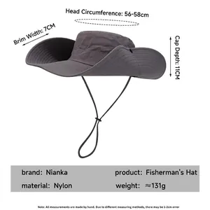 Waterproof quick-dry sun hat for outdoor hiking with size labels 56-58cm circumference