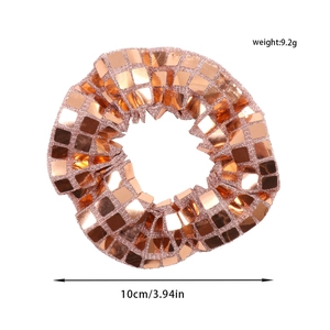 Rose gold sequined scrunchie with mosaic reflective texture, 10cm diameter design