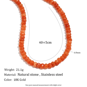18K gold plated stainless steel necklace with orange natural stones for women