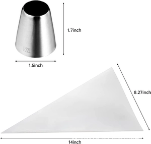 Specifiche dimensionali per beccuccio in acciaio 304 R22L e dimensioni sac à poche