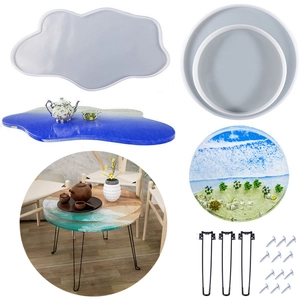 DIY Flusstisch Silikonformen Harzguss Metall Hairpin Beine Möbel Couchtisch Beistelltisch Runde Irreguläre Form Dekor