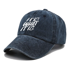 Vintage Washed Cotton Baseball Cap Distressed Retro Sun Hat With It Is What It Is Letter Print For Men Women