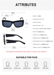 Detailed dimension guide for cat-eye sunglasses with lens width and frame height specs