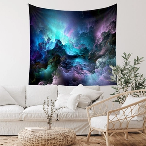 Bohemian galaxy wall tapestry with nebula pattern for aesthetic room wall decor