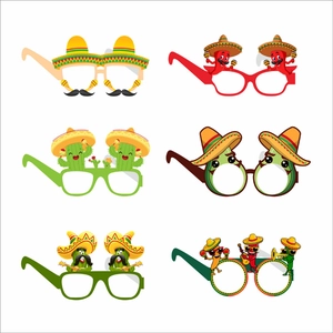 Mexikanische Fiesta Party Brille Papier Foto Requisiten Für Cinco De Mayo Sombrero Kaktus Chili Pinata Deko Brille