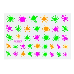 Neon nail art stickers with fluorescent paint splash patterns and model WG6078 detail