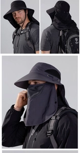 Detail view of the breathable mesh vents and adjustable wind rope on the outdoor sun hat