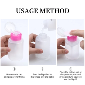 Flacone a pompa da 150 ml per solvente per unghie con istruzioni d'uso dettagliate