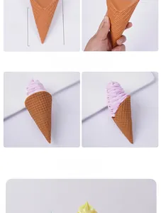 Detailed view of realistic jumbo ice cream cone models with waffle texture and dimensions