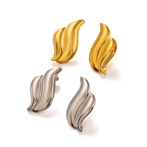 Minimalist asymmetric wing earrings in gold and silver stainless steel for women