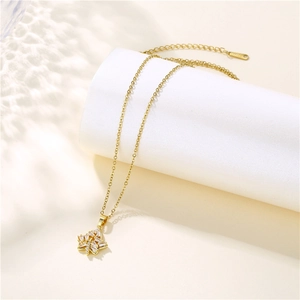 S925 silver gold butterfly pendant necklace with shimmering zircon stones for women