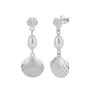 Orecchini a conchiglia in argento S925 con perle naturali per uno stile estivo chic