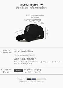 Detailed size specifications and adjustable strap info for the black King of Spades cap