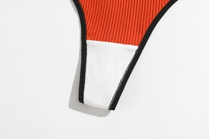 Macro detail of breathable ribbed cotton crotch lining for women's thong underwear