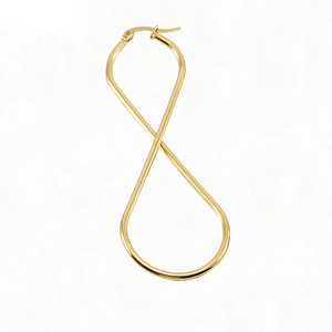 Polished gold titanium steel figure-eight infinity earrings for women on white background
