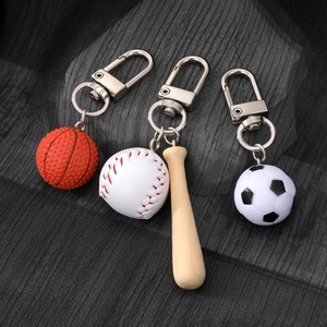 Creative Mini Simulation Sports Ball Keychain Soccer Basketball Baseball Bat Pendant Bag Charm Gift For Sports Enthusiasts