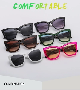 Multiple colors of cat-eye butterfly sunglasses including black, tortoiseshell and pink