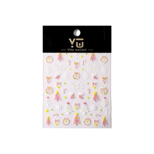 Christmas nail art stickers with snowflake and candy cane designs in iridescent relief