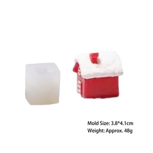 DIY silicone mold for Christmas house shaped aroma stone and candle making 3.8x4.1cm