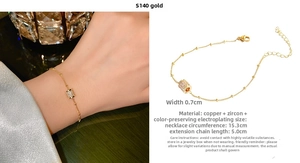 Detail of gold zircon cylinder bracelet with 15.3cm circumference and 5.0cm extender