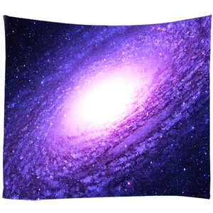 Starry sky tapestry with purple and blue galaxy swirl print for wall decoration