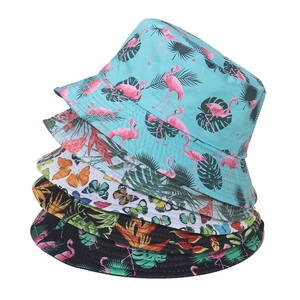 Reversible Bucket Hat Polyester Printed Summer Sun Protection Foldable Beach Travel Vacation Women Headwear